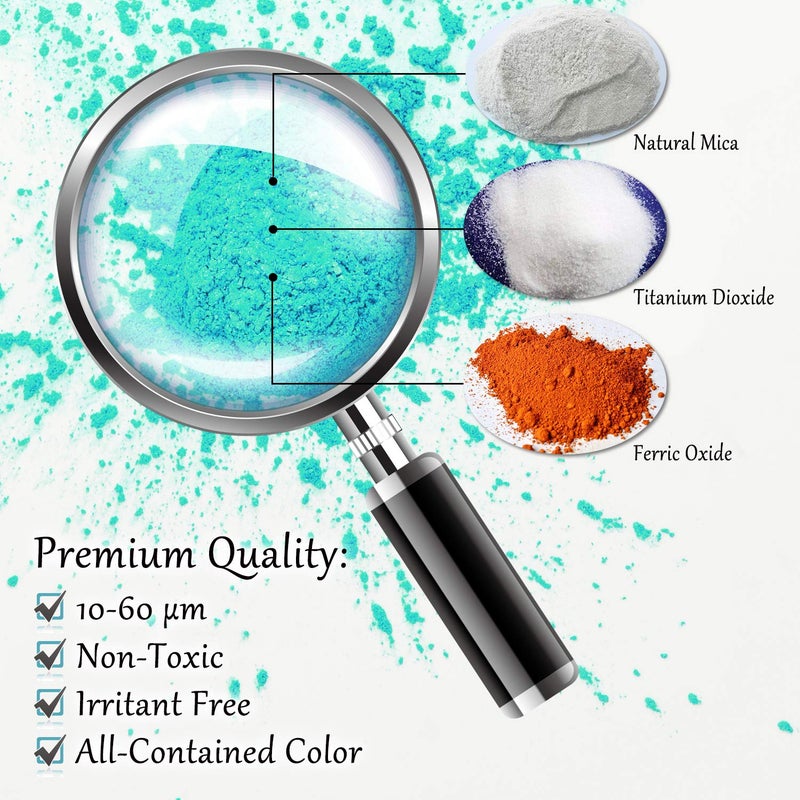 DecorRom Epoxy Resin Color Pigment - Huge 100g/3.5 Ounces Metallic Mica Powder for Epoxy Resin Art Coloring, Crafts Making - Cosmetic Grade Resin Color Dye for Jewelry, Soap Making, Painting, Nails Art (Teal) - Image 3
